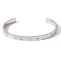 Silver stainless steel cuff bracelet with engraved marine patterns and crystals - Ocean Pattern Style 1 Steel