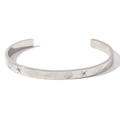 Silver ocean themed cuff bangle with starfish engraving and micro-set crystals - Ocean Pattern Style 2 Steel
