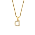Goldene Kordelkette mit einem kristallbesetzten Buchstaben D Alphabet Anhänger - Buchstabe D