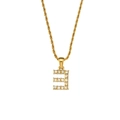 Goldene Kordelkette mit einem Zirkonia-besetzten Buchstaben E Anhänger im minimalistischen Stil - Buchstabe E