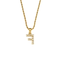 Goldene Kordelkette mit Zirkonia-besetztem Buchstaben-F-Anhänger für Damen - Buchstabe F