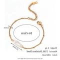 Barockperlenarmband aus 18K vergoldetem Edelstahl mit 16+5cm verstellbarer Gliederkette - Barockperlen Anhänger Armband (YLN3129-B0395) / Gold