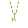 Goldene Kordelkette mit einem mit Zirkonia besetzten Buchstaben-H-Anhänger - Buchstabe H