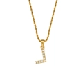 Goldene Kordelkette mit Buchstaben L Anhänger und funkelnden Pavé Kristallen - Buchstabe L