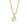 Goldene Kordelkette mit Zirkonia-besetztem Buchstaben-M-Anhänger für Damen - Buchstabe N