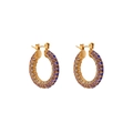 Vergoldete Creolen mit lila und blauen Kristallen für einen stilvollen Look - Vollzirkonia Große Creolen Farbe 1 / 23mm