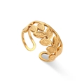 Adjustable 18K gold-plated stainless steel ring with elegant hollow olive leaf pattern - Adjustable Open / Round Leaf Open Ring