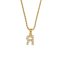 Goldene Kordelkette mit einem Zirkonia-Anhänger Buchstabe A für schicken Stil - Buchstabe R