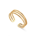 Three-layer gold braided open ring with beaded texture in minimalist stainless steel - Adjustable Open / Minimalist Multi-Layer Open Ring