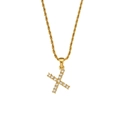 Goldene Kordelkette mit einem mit Zirkonia besetzten Buchstaben-X-Anhänger - Buchstabe X