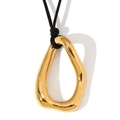 Irregular 18K gold-plated circular pendant with a minimalist black woven cord necklace - Gold