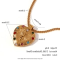 Herz-Halskette aus vergoldetem Edelstahl mit Schlangenrelief und bunten Edelsteinen - Schlangenherz Anhänger Halskette / Gold - Mehrfarbige Zirkonia