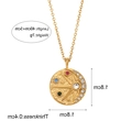 Goldene Halskette aus Edelstahl mit Stern-Mond-Anhänger und bunten Edelsteinen, 40+5 cm - Sonne Mond Münze Gehämmert Halskette / Gold