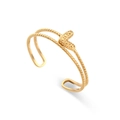 Golden double-layered beaded ring featuring a textured heart charm in a vintage style - Adjustable Open / Double-layer Mini Heart Open Ring
