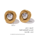 Ohrstecker aus 18K vergoldetem Edelstahl mit gemischter Textur und gewebten Details - Gegossene Runde Gedrehte Textur Knopf-Ohrstecker - Zweifarbig