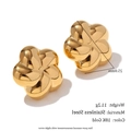 18K vergoldete Blumenohrstecker aus Edelstahl mit 25 mm Hochglanzoberfläche - Rotierende Blumen Ohrstecker-Gold