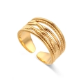 Interwoven gold braided ring featuring minimalist twisted multi-layer stainless steel design - Adjustable Open / Multi-layer Wide Braided Open Ring