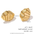 Massive goldene Wellen-Ohrringe aus 18K vergoldetem Edelstahl mit Textur - Unregelmäßige 3D Geometrische Gestreifte Ohrstecker - Gold