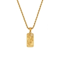 Vintage 18K gold plated strength tarot card necklace with leopard charm and twist chain - Tarot Rope Chain Necklace-Gold-Strength (YLN2943)