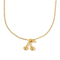 18K gold-plated stainless steel necklace with a glossy cherry pendant on a fine O-chain - Small Cherry Necklace / Gold