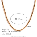 Classic 18K gold plated 316L stainless steel 2.4mm box chain necklace for women - 2mm Cube Box Chain-Gold Necklace-40cm+5cm