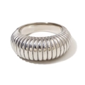 Vintage Silberring mit einzigartiger vertikaler Rippenstruktur und polierter Oberfläche - US 6 / Schmaler Gerippter Stil (Silber)