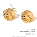 Orecchini tondi in acciaio inossidabile placcato oro 18K con design a spirale da 25,8mm - Stile Tondo a Righe Intrecciate / Oro