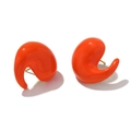 Künstlerische geschwungene Ohrstecker aus Edelstahl mit 18K Gold und orangefarbener Emaille - Komma Schwanz Emaille Ohrstecker - Rot
