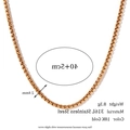 Collier maille vénitienne carrée en acier inoxydable 316L avec finition plaqué or 18K - Collier Or (40cm+5cm)
