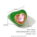 Ring mit rosa Herz-Kristall, grüner Emaille und 18K Gold beschichtetem Edelstahl - Grüne Emaille - Rosa Zirkonia