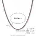 Collar de cadena veneciana minimalista de 2,4 mm en acero inoxidable 316L acabado plateado - Collar Color Acero (40cm+5cm)