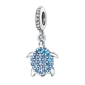 Meeresschildkröte Anhänger aus Silber mit blauen Zirkonia für DIY Armbänder - Schildkröten-Stil (Z-001)