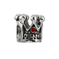 Silver crown charm with Queen engraving and a red rhinestone for DIY bracelets - Queen Crown Engraved Red Rhinestone (010)