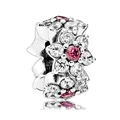 DIY S925 silver charm bead featuring floral clusters and pink cubic zirconia - Stereo Flower Cluster Bead