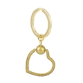 Portachiavi con cuore dorato con trama a spirale e anello tondo lucido dorato - Forma di Cuore / Oro