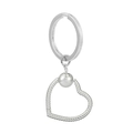 Portachiavi argento con anello tondo, sfera di metallo e ciondolo a cuore intrecciato - Forma di Cuore / Argento