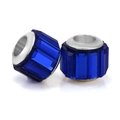 Dark blue faceted crystal glass beads with silver metal core for DIY bracelets - Blue