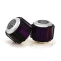 Faceted purple crystal large hole bead with silver metal rings for DIY jewelry - Purple