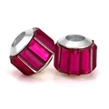 Dark pink crystal spacer bead with metal caps for DIY bracelet jewelry making - Rose Red