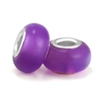 Polished purple glass cat eye beads with silver metal core for DIY charm bracelets - Purple