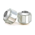 Silver-plated cylinder spacer beads with faceted clear crystals for DIY jewelry - White