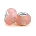 DIY pink glass beads with silver metal cores for Pandora style charm bracelets - Pink