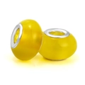 DIY charm bead in bright yellow glass with silver metal core for charm bracelets - Bright Yellow