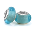 Light blue glass bubble charm beads with S925 sterling silver core for DIY bracelets - Light Blue Bubble Style (004)