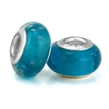 Abalorio de cristal azul con burbujas y núcleo de plata S925 para pulseras - Estilo Burbuja Azul Lago (005)