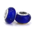 Abalorios de vidrio azul oscuro con núcleo de plata S925 para pulseras DIY - Estilo Burbuja Azul Oscuro (006)