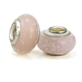 Par de cuentas de vidrio rosa con burbujas y núcleo de plata S925 para pulseras - Estilo Burbuja Rosa (007)