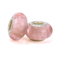 Par de cuentas de vidrio rosa con núcleo de plata S925 para joyería DIY - Estilo Burbuja Rosa Claro (009)