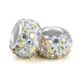 Witte kralen met groot gat en iriserende aurora borealis strassteentjes voor DIY-sieraden - Holografische Aurora