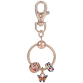 Portachiavi con perline in oro rosa, ciondoli a farfalla colorati e dettagli in zircone - Stile Farfalla Oro Rosa